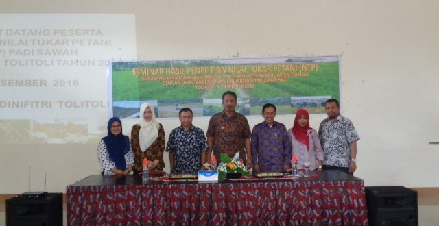 Seminar Hasil Penelitian Nilai Tukar Petani (NTP) bekerjasama dengan Dinas Tanaman Pangan dan Hortikultura Kabupaten Toli-Toli